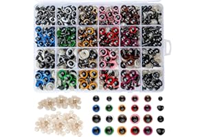 Zhenle 600 Stück Sicherheitsaugen und Sicherheitsnasen aus Kunststoff 6-14mm - Puppenaugen und Puppenaugen mit Unterlegscheiben Sicherheitsaugen für Häkeltiere, Puppen, Plüschtiere und Bären