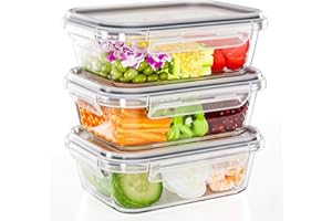 TUSEASY Frischhaltedosen Glas mit Deckel, 1040ml Meal Prep Boxen 3er-Set, Tupperdosen Set Glasbehälter Glasschüssel Lunchbox Glas Vorratsdosen Luftdicht Aufbewahrungsbox Küche