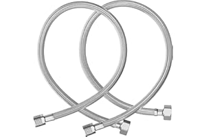 YUANNY 2 Stück Flexschlauch Panzerschlauch 3/8 Zoll Schlauch 100 cm Anschlussschlauch Armatur Verbindungsschlauch Flexibler Schlauch für Wasserhahn Eckventil Waschtisch Küchenarmatur Bad