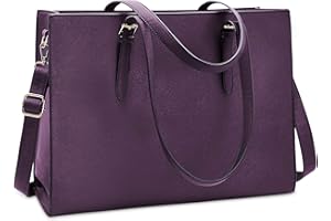 NUBILY Laptop Bags for Women 15.14 inch Large Leather Tote Bag Ladies Laptop Handbag Computer School Shoulder Bag Business Work Bag Dark-purple