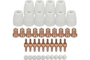 RIVERWELD 40 szt. ESAB L-TEC PT-31 JG-40 WSD-LG40 elektroda plazmowa 18205L końcówki przedłużona dysza 18866L osłona osłona kubek 18204 zestaw Fit CUT 50D 50 40 przecinarka plazmowa