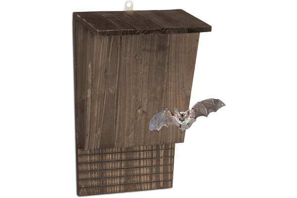Relaxdays Abri à Chauves-Souris, Large Refuge pour chauvesouris, HxLxP : 37 x 22 x 12,5 cm, nichoir, Bois, Marron