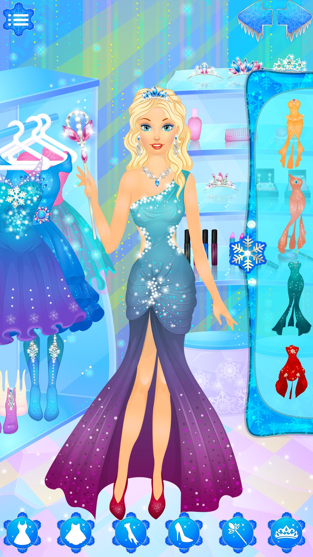 Snow Queen Dress Up and Makeup princess makeover salon for girly girls