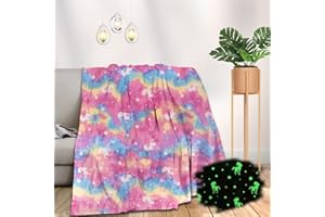 ‎XIAOBUDIAN XIAOBUDIAN Kinder Kuscheldecke Leuchtet im Dunkeln,Bett Sofa Flauschige Decke Kuscheldecken für Mädchen und Jungen,Geschenke für Jungen Mädchen.(Einhörner Modell 3,130x150cm)