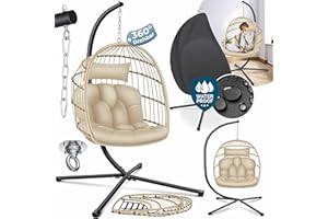 KESSER® Sillón Colgante Jungle con Estructura de Acero para Colgar sillón, cojín Grande + Soporte para Mantas, Columpio Colgante para Interior – al Aire Libre, Silla Colgante para niños y Adultos