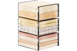 Lifewit Lot de 3 sacs de rangement pliables en plastique transparent avec fermeture éclair - 36 l - Pour draps, vêtements