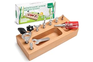 TenFans Montessori Toy for 1 2 3 Years, Montessori Screwdriver Board, Wooden Toy, Fine Motor Skills, Sensory for Toddlers, Preschool Teaching Toys for Toddler Travel