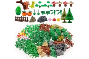 BROTEX Set de Construcción, Accesorios de Jardín/Selva/Botánico/Bosque/Granja, Jueguete Ladrillos de Flores/Plantas/Hierba/Árbol/Animales, Juguetes para Niños y Adultos