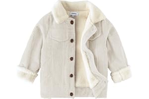 Volunboy Enfant Garçon Veste Polaire Hiver Chaud Velours Côtelé Blouson Doublé Sherpa Manteau