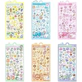 6 Blatt 3D Puffy Sticker, 300+ Kawaii Harz Deko Sticker, Mini Sheets Cute Adhesive, Cartoon Stickers for Phone Case, Notebook