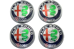 VS 4pcs Wheel Centre Caps 60mm Compatible with Alfa Romeo Giulietta 147 159 146 156 Brera Emblem Fregi Green