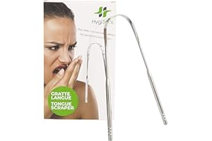 Gratte Langue Anti Mauvaise Haleine Fraiche | Tongue Scraper | Racle Nettoyeur Langues | Brosse, Rape Brossage Ayurvédique Inox | Racloir Nettoyage | Rappe Lave et Nettoie | Racleur, Grattoir Ayurvéda
