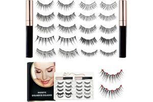 wintfarm Magnetische Wimpern Fake Lashes Set-Magnet Wimpern (10 Paar) mit Eyeliner,Wimpern Magnetisch,Künstliche Falsche Wimpern,Magnetic Eyelash,Natürlich(10 paar)
