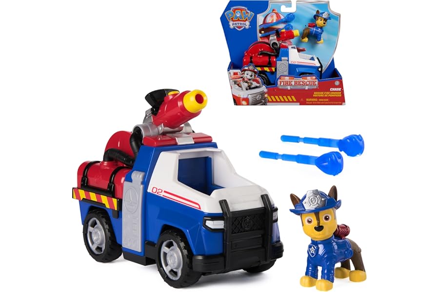 Paw Patrol Fire Rescue: Chase Rescue Fire Cruiser with Action Figure, Projectile Launcher, and Toy Truck, Kids Toys for Boys and Girls Ages 3 and Up