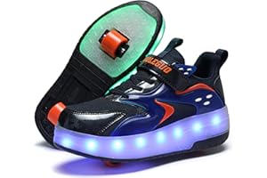 SKRIDSKO Scarpe Pattini Bambina per Bambini, Scarpe da Skateboard a Due Ruote, Luce a Cambio Colore Regolabile,Ricarica USB,universali per Ragazzi e Ragazze
