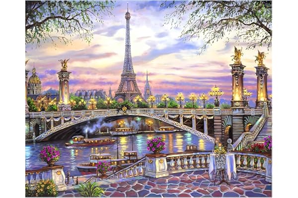 Paysage Peinture Numero Adulte, Paysage Peinture Par Numero Adulte, Peinture Acrylique pour Adultes Enfants Débutants Facile sur Toile Peinture Numero Avec Peintures et Pinceaux, Paysage 40×50 cm