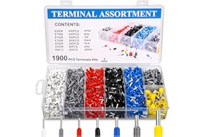 COTEPI 1900 Pezzi Puntalini Elettrici a Crimpare, Crimpatrice Puntalini Set, Terminali a Capicorda 0,5-6 mm², Puntalini a Crimpare, Terminali Elettrici per aggraffare le estremità dei cavi