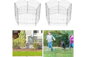 Izrielar Ogrodzenie ogrodowe, 22 sztuki, zestaw 22 sztuk, płot do oczka wodnego, płot wtykowy, metalowe ogrodzenie siatkowe, 10 elementów ogrodzenia, 12 prętów mocujących (łuk górny)