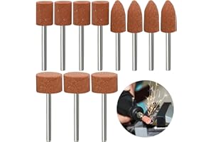 ANBOO 48 x Juego de puntas abrasivas de corindón, montado en eje de taladro, accesorios de lijado para Dremel, juego de cabezal de pulido, accesorio de lijado para taladro para Dremel, piedra abrasiva de