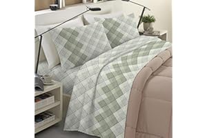 BANZAII TEXTILE INNOVATOR ONLINE Banzaii Completo Lenzuola Matrimoniale Maxi Invernale in Flanella Felpate 100% Cotone Anti-Pilling 2 Piazze Maxi Barbara Verde