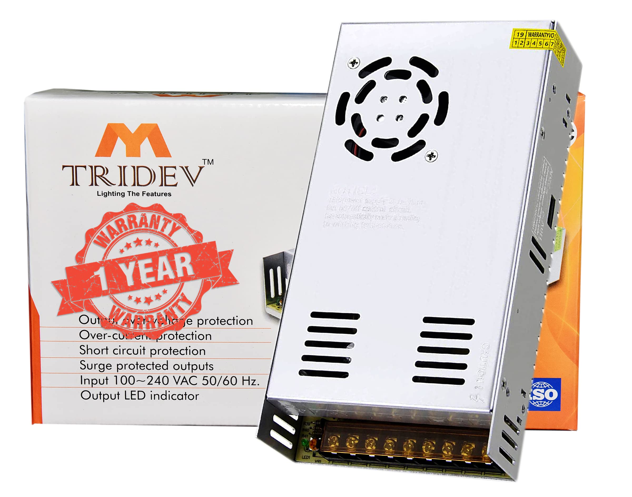 TRIDEV TRADERS DC 24V 15A 360W Switching Power Supply Universal Regulated Transformer (AC 220V/240V to DC 24Volt 15Ampere 360Watts suitable for LED strips, car stereos, wireless routers, printers..