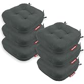 Xpermate Sandalye Minderi 6&rsquo;lı Set 42x42x8 cm Kalın &Ccedil;ift Kat Pofidik Minder Yıkanabilir Fermuarlı Su ve Yağ İtici Antrasit