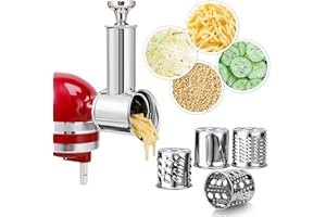 Edelstahl Slicer Shredder Aufsatz für KitchenAid Standmixer, Salat Maker Käsereibe Gemüsehobel Aufsatz für Kitchenaid mit 4 Klingen von KINGEAGLE