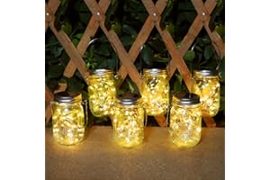 AUTOLA Lanterna Solare Esterno 6 Pezzi 30 LED Lanterne da Esterno, Lampade Solari Barattolo IP65 Impermeabili Lanterne Solari da Esterno Giardino per Casa Feste Tavoli Natale da Decorazioni
