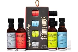 ‎THOUGHTFULLY Smokehouse by Thoughfully Gourmet BBQ Saucen Probier-Set - Geschenkbox mit 4 veganen Barbecue Grill-Saucen - 4 x 45 ml