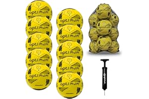 Optimum Sport Classico Football Bulk Pack with Bag & Ball Pump for Indoor/Outdoor Training & Matches, Durable Valve for Consistent Flight & Lasting Air Retention