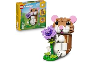 LEGO Creator 3-in-1 Cute Hamster with Flower - Building Toy with 3 Building Options: Hamster, Hedgehog and Eagle - Creative Toys for Girls and Boys from 7 Years - Gift with Animal Figures for Kids