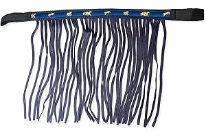 PFERDELINIS Frange Mouche pour Cheval - Masque Anti-Mouches avec Franges et Fermeture - pour Shetty, Pony, COB, Sang Chaud, KB (X-Full), Bleu