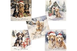 ABSOLUTELY YOURS Charity Christmas Cards Pack of 10. Each Christmas Card Pack Contains 5 Different Dog Designs. Ecofriendly and UK Made. Verse Inside. 150x150mm Card Size.