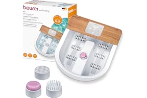 Beurer FB 65 Wellness Bain de pieds à bulles avec chauffage de l'eau et éclairage activable, station de pédicure rotative intégrée, massage relaxant par vibrations et bulles