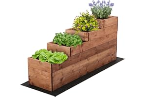 ‎MODO24 MODO24 Hochbeet Holz, 4-stufiger Pflanzkasten, Blumenkasten, Gemüsebeet, Kräuterbeet, Anzuchtset, Anzuchtkasten, mit Gartenvlies als Unterlage und Schrauben, Abmessungen 54x30x120 cm, Farbe: Braun