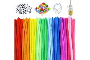 Barlone Pfeifenputzer zum Basteln Bunt Set, 100 Pfeifenreiniger Chenilledraht Pfeifenreiniger zum Basteln, 134 Pfeifenputzer Zubehör Plüschbälle, Augen, Stirnbänder, Powerkleber, für DIY Projekte