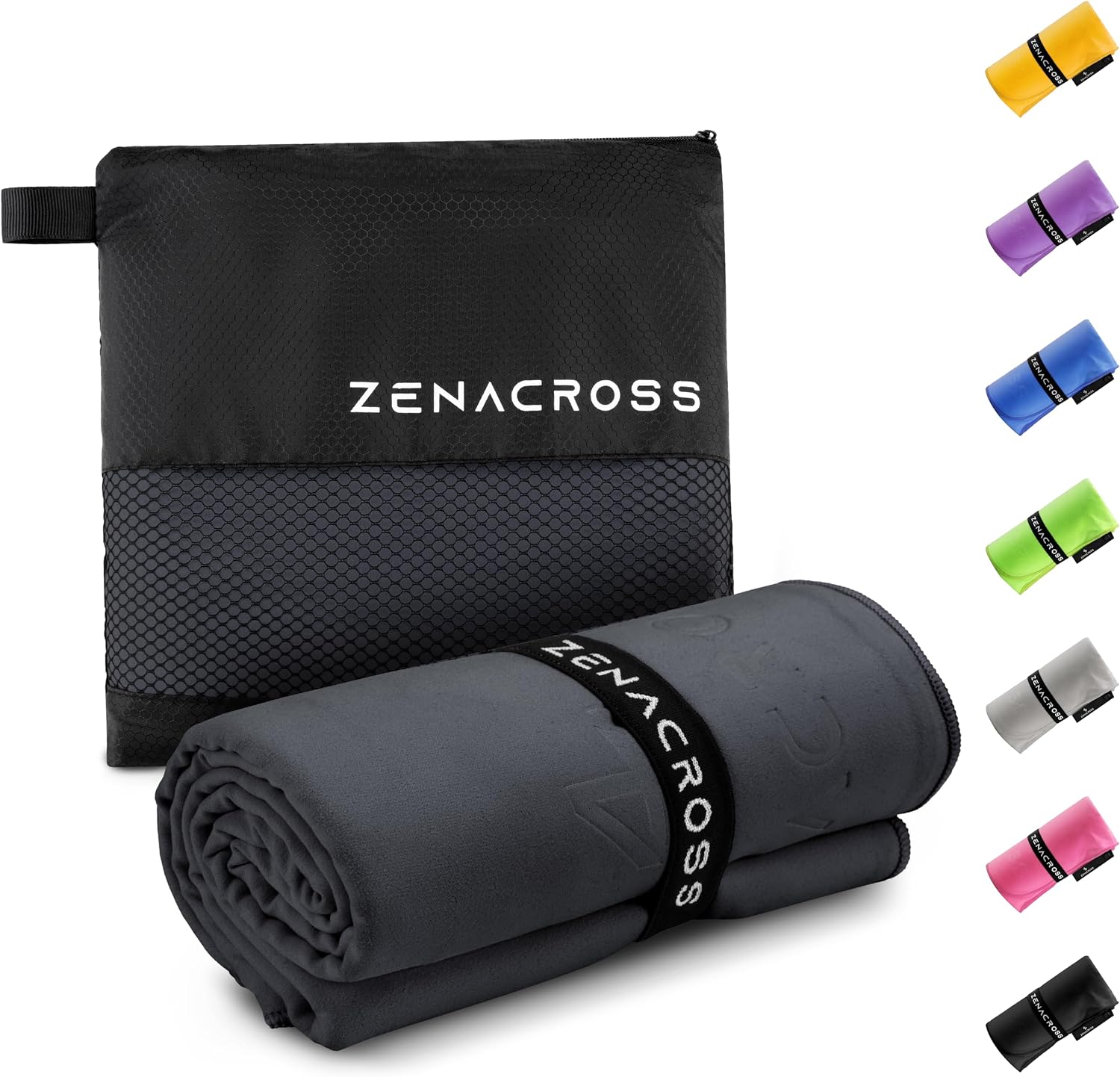 ZENACROSS Toalla Gimnasio 50x100cm con Bolsa de Transporte - Toalla Microfibra de Secado Rápido y Versátil - Toallas Gimnasio Talla M - Azul Oscuro