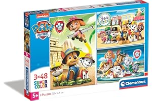 Clementoni Paw Patrol Pat'Patrouille-3x48 Enfant-boîte de 3 Puzzles (48 pièces) -fabriqué en Italie, 4 Ans et Plus, 25262, No Color