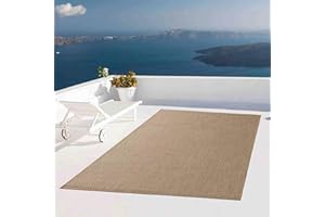 ‎TARACARPET Taracarpet Outdoor Teppich Wetterfest Wohnzimmer Balkon Küchenteppich Flachgewebe Sisaloptik Einfarbig Uni beige 200x280 cm
