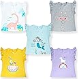 YUV Baby Girls' 100% Cotton Printed T-Shirt (Pack of 5)
