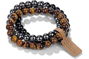 WEIZAIJY Men's and Women's Natural Stone Friendship Bracelet, Diameter 8 mm, Pearl Bracelet, Suitable for Family and Friends