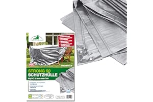 BIO GREEN Rainexo Schutzhülle Hochreißfest für 1 Tisch oval, 2.40 x 1.80 x 0.90 m, silber / grau