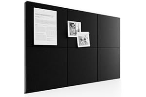 Bumusty Large Cork Board 36"x24" Alternative - 6 Pack Felt Wall Tiles with 40 Safe Removable Adhesive Tabs, 30 Pushpins, Cork Boards for Walls Pin Board Notice Board Office Decor-Black