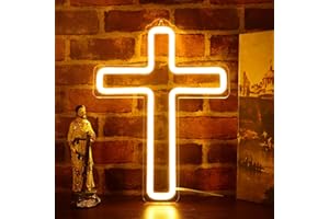 LIGHTZZ Jesus Cross Neon Signs LED Neon Hanging Wall Night Lights for Christmas Christ Home Decor Gifts, Soft Warm White Color Night Lamp