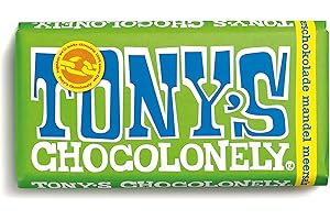 Tony's Chocolonely - Delikatna czekolada z migdałami i solą morską - tablica z gorzką czekoladą - 51% kakao - 1 x 180 g - Belgium Fairtrade Chocolate..