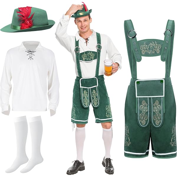 Morph Costume Bavarois Homme Oktoberfest - Tenue Tyrolienne Complète Avec Lederhosen, Chemise Et Chapeau