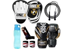 ONEX Boxing Gloves and Focus Pads Set for boys and girls Kids Twins Kickboxing Punching Professional Training - Hook and Jab MMA Punch Thai Strike Bag