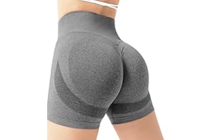 Zhiaek Pantalones Cortos Mujer Deporte Cintura Alta Mallas Cortas Mujer Push Up Short Deportivo Sin Costuras Opaco para Yoga Fitness Jogging Running Gimnasio
