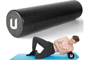 unycos - Foam Roller【Alta Resistenza】Rullo di Massaggio Muscolare in Schiuma EPP Dura e Leggera per Pilates, Yoga, Fitness, Fisioterapia, Rilascio Miofasciale, Alleviare le Tensioni, 60x15 cm (Nero)