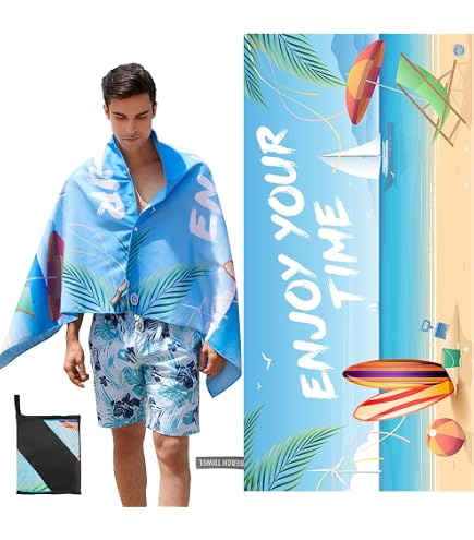 Quut – Asciugamano da spiaggia per bambini con gioco – Microfibra ad asciugatura ultrasonica senza sabbia – Compatto, leggero (cielo e inferno, L